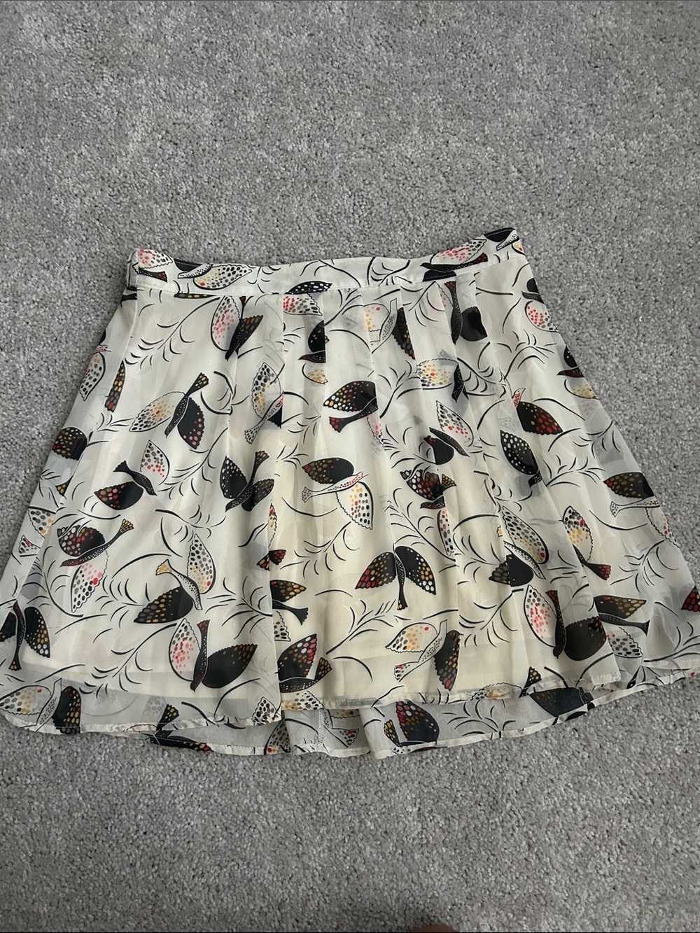Old Navy Cream Floral Leaf Print Skater Skirt